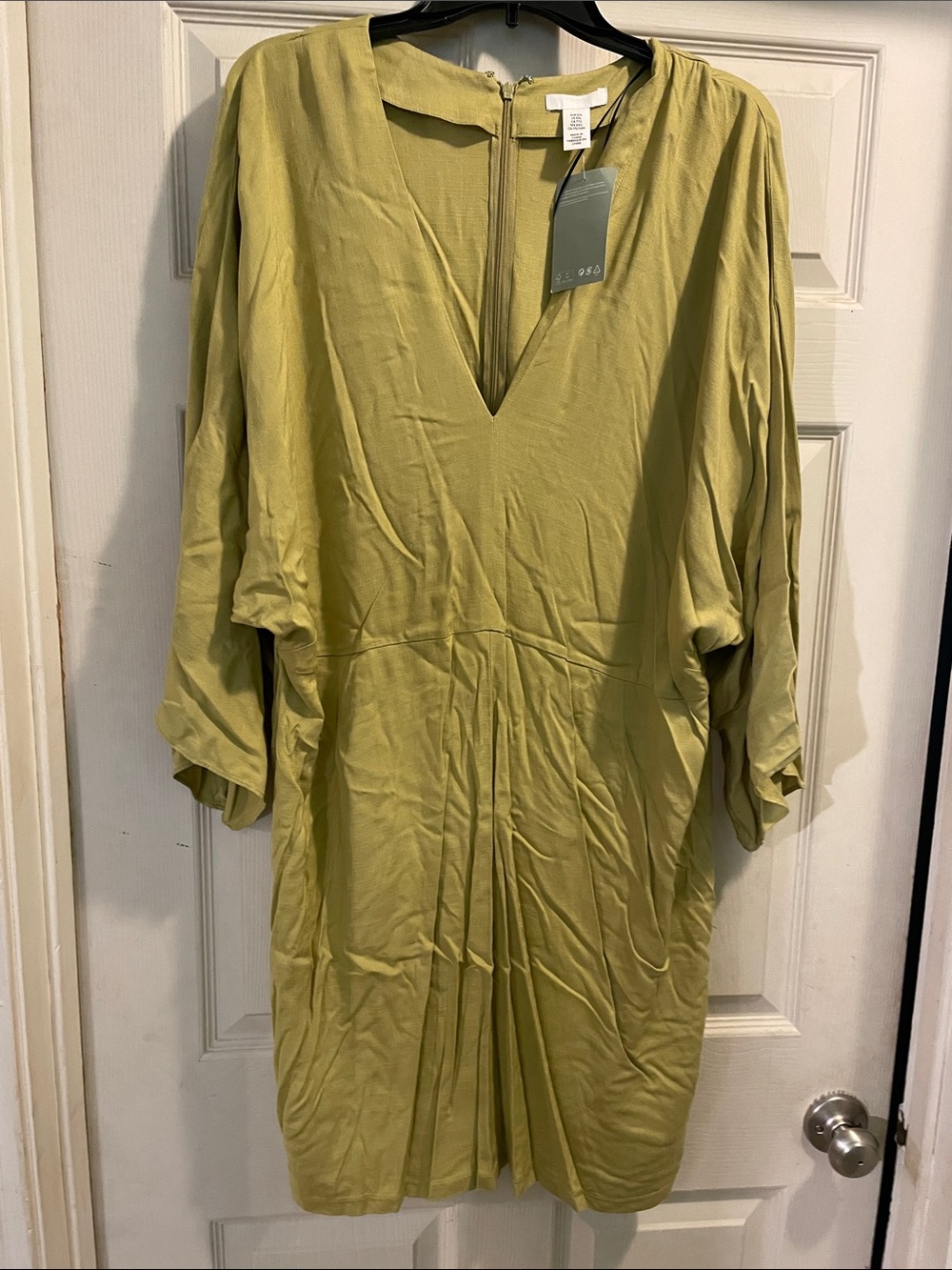 H&M Olive Green V-Neck Dolman Sleeve Dress